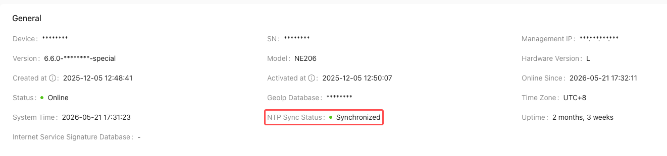 NTP Sync Status