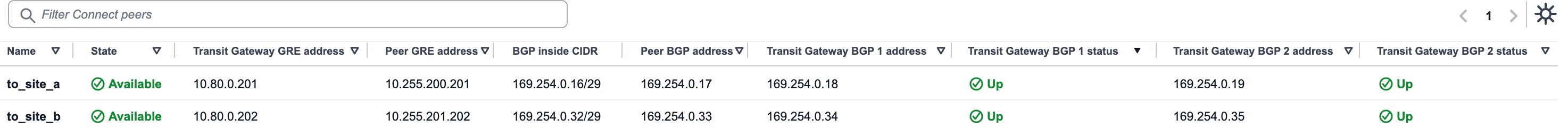 BGP status confirmation