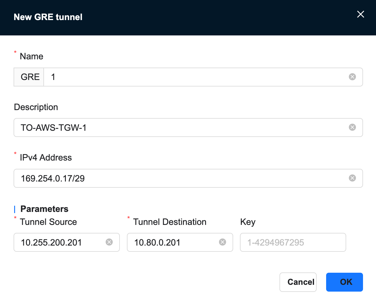NE900-A GRE configuration