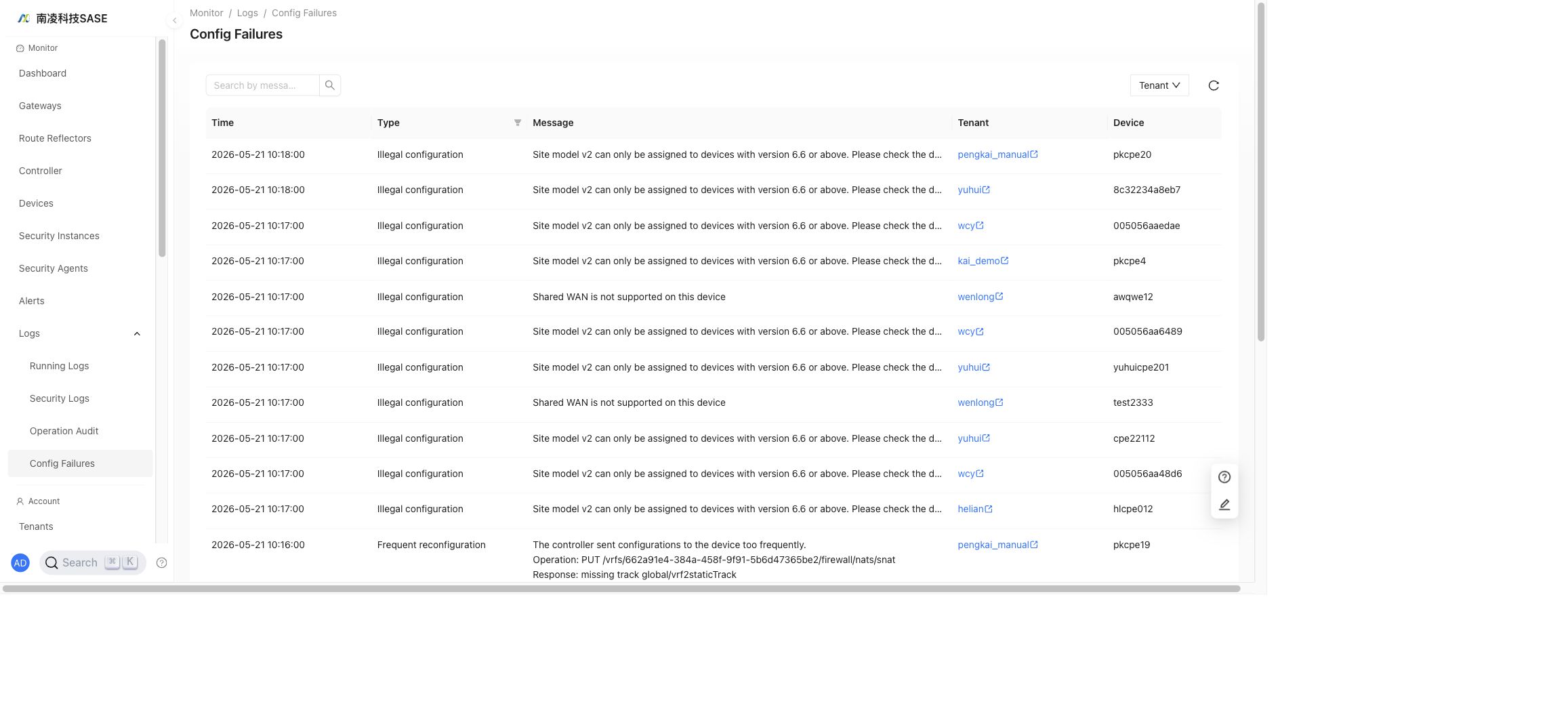 Config Failures