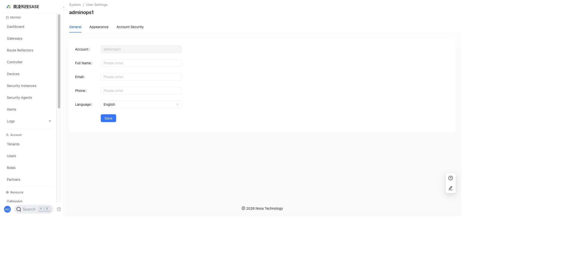 User Settings