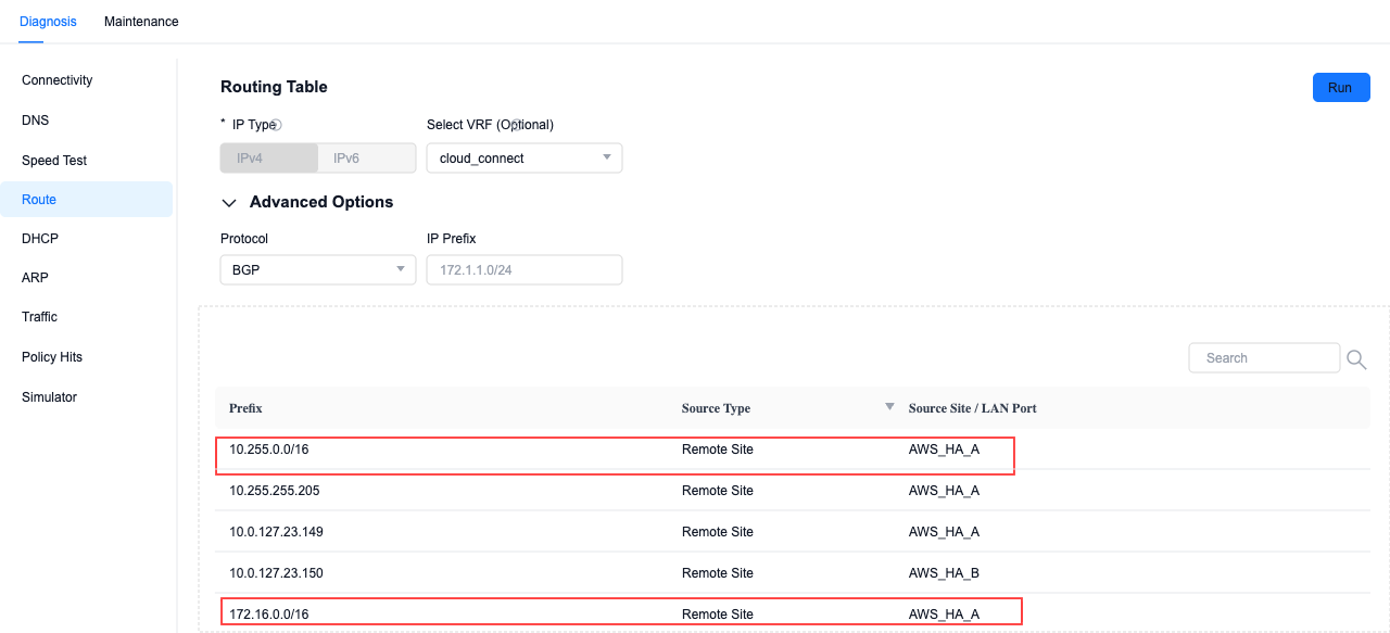 SASE routing information