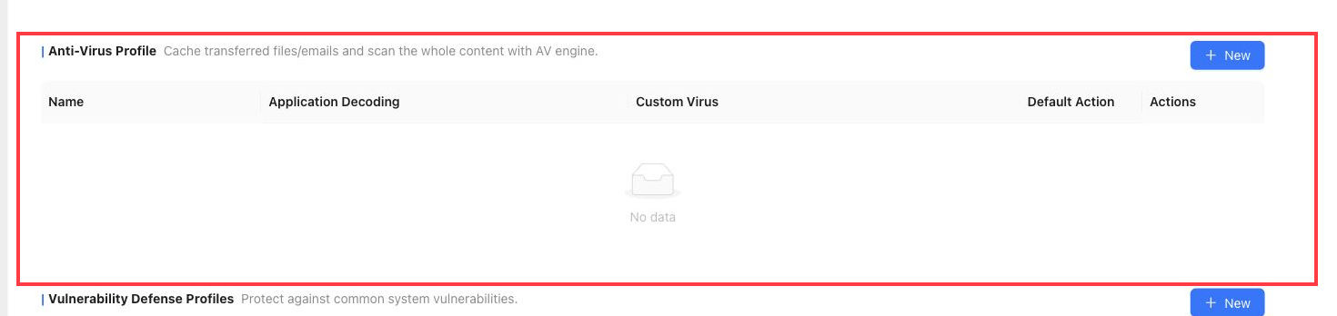 Anti-virus profile
