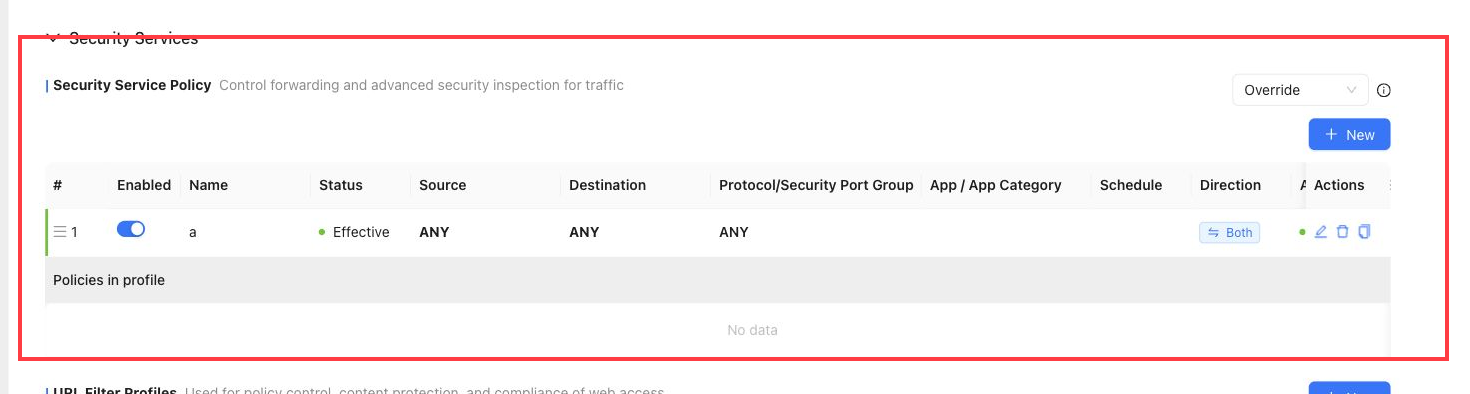 Security service policy