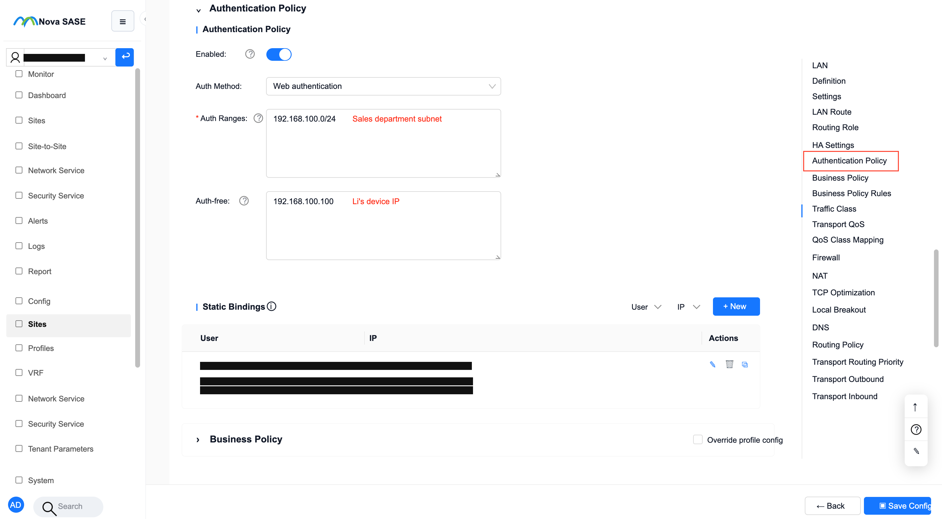 Site Authentication Configuration 1