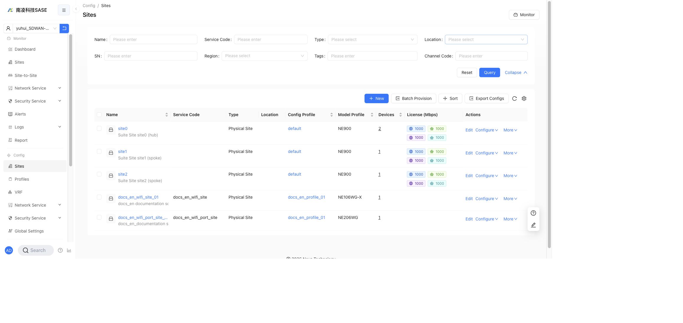 Expanded site filters