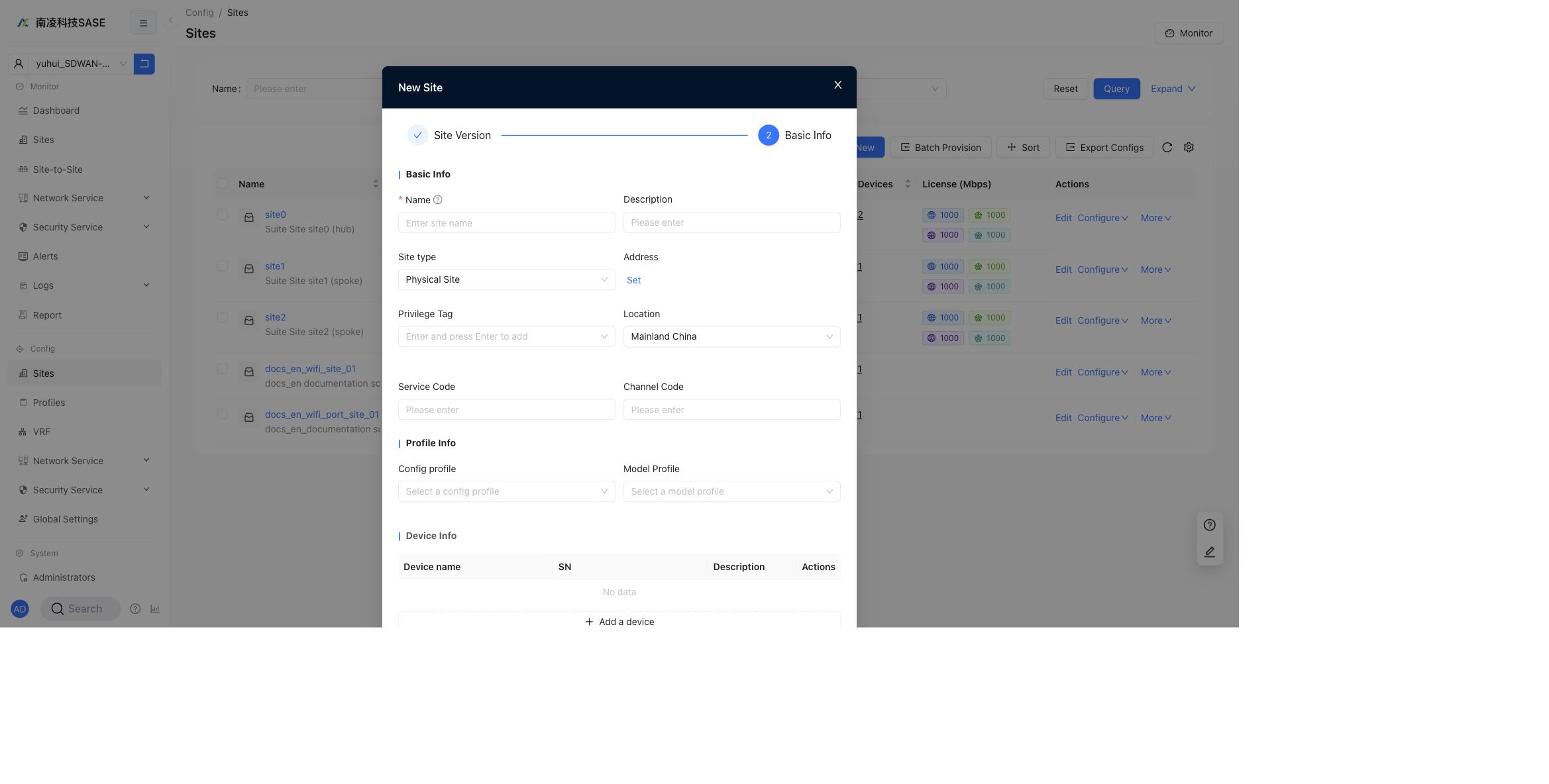 New site basic info