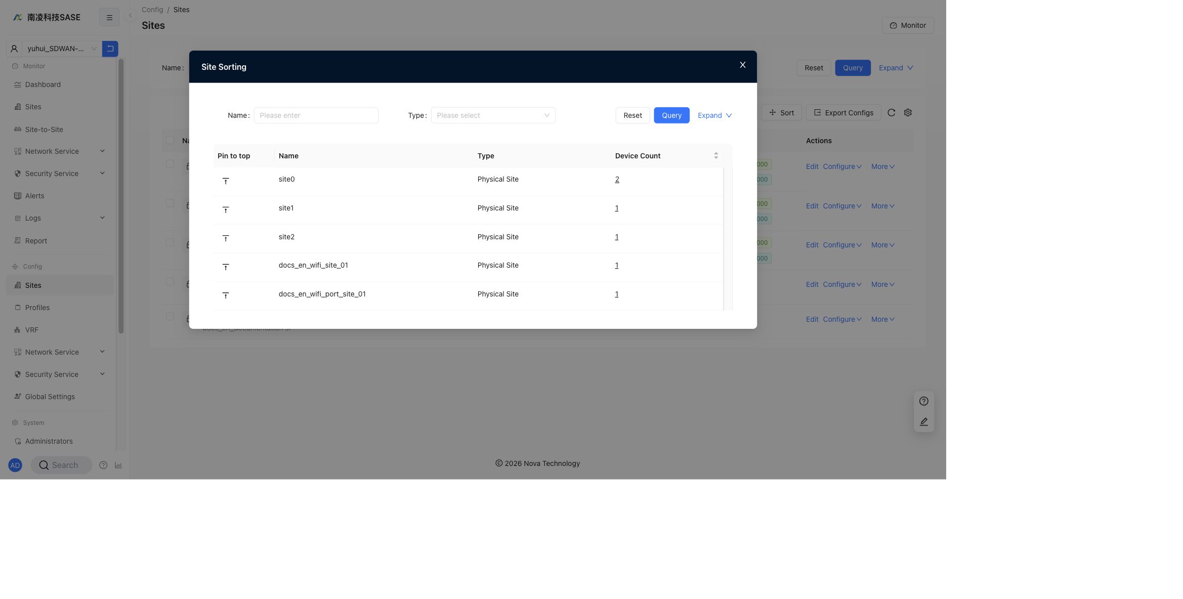 Site sorting