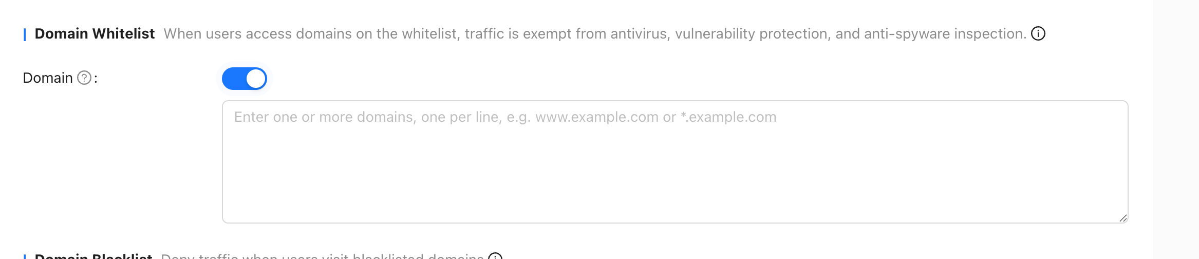 Domain name whitelist