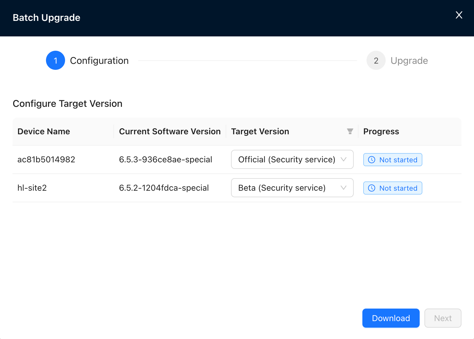 Batch upgrade_download