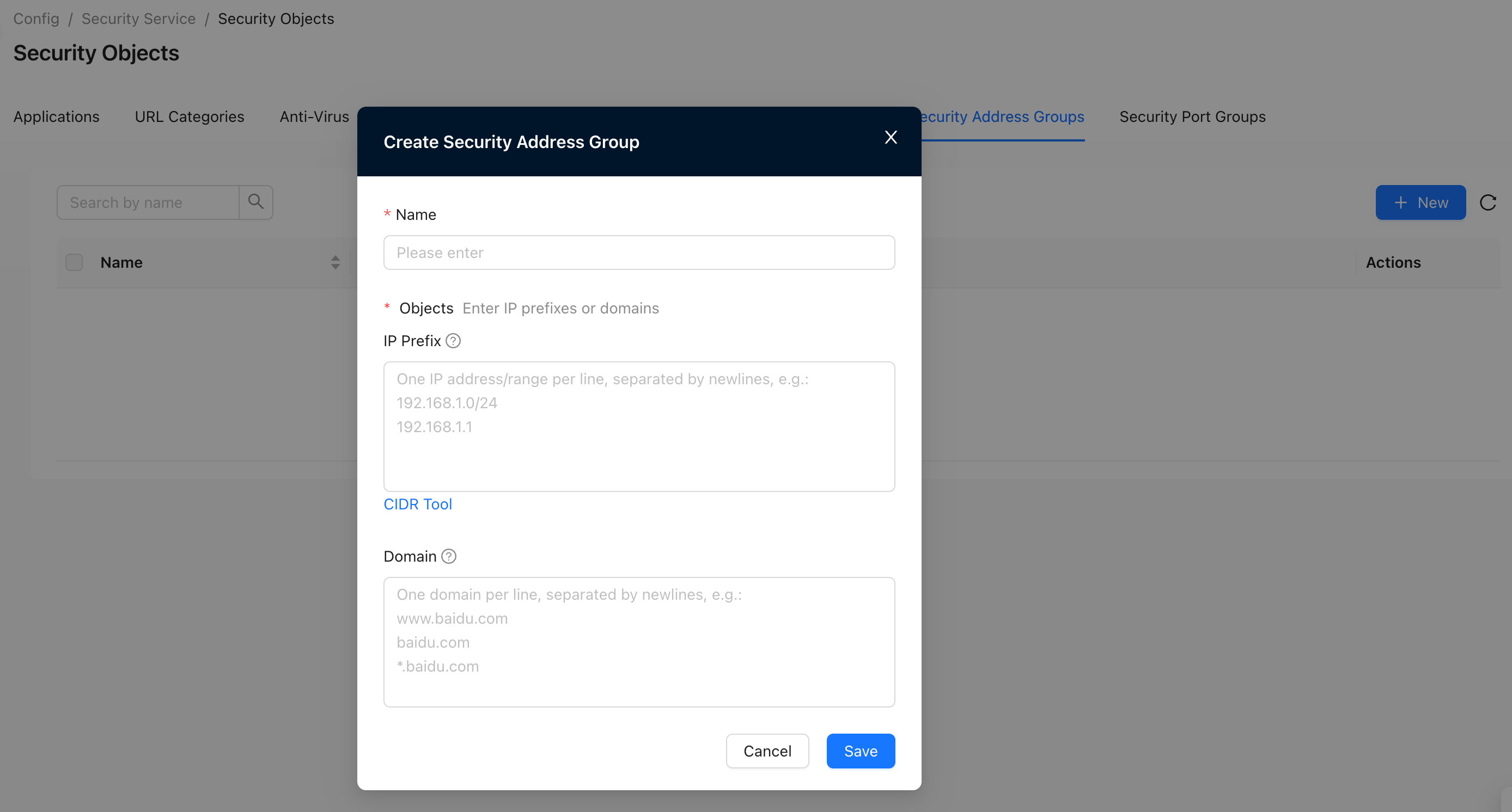 New address security group