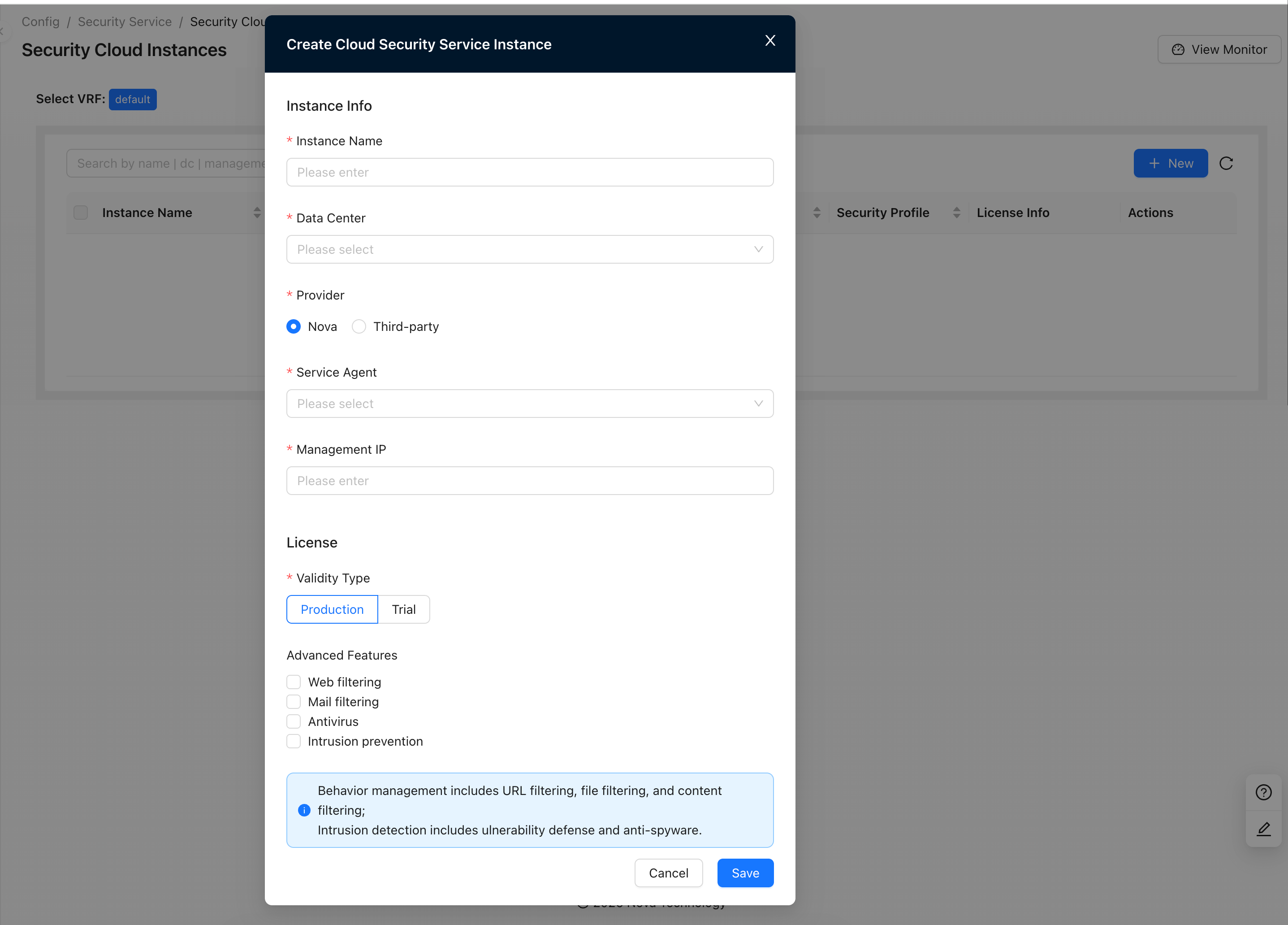 Edit Security Cloud Instance