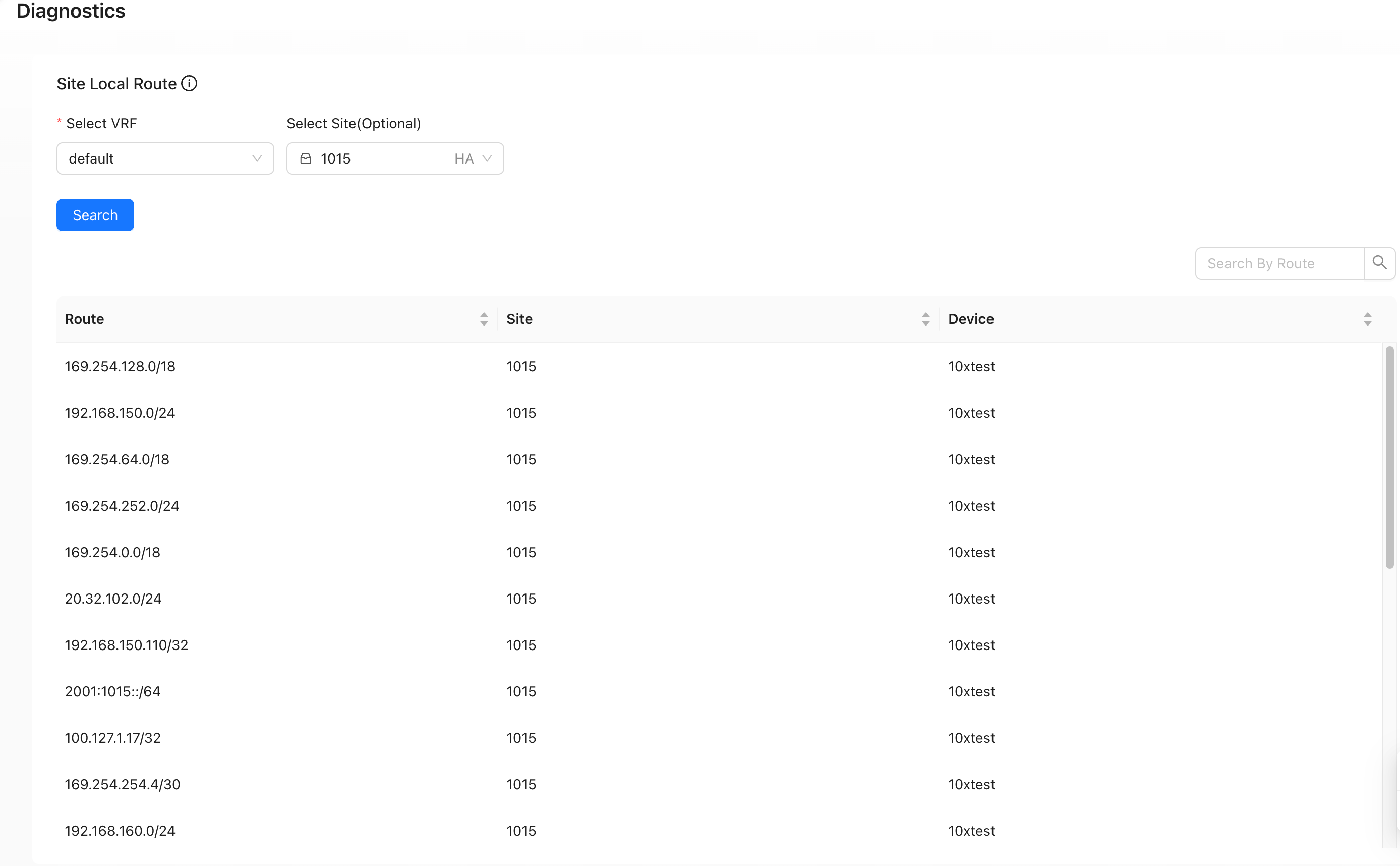 DIAGNOSTICS_SITE ROUTING